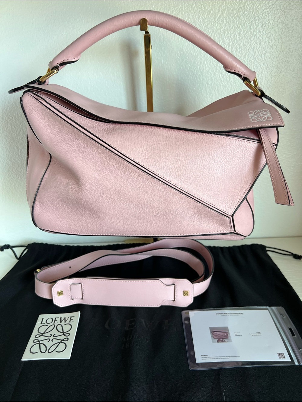 Loewe Pink Puzzle Leather Shoulder Bag